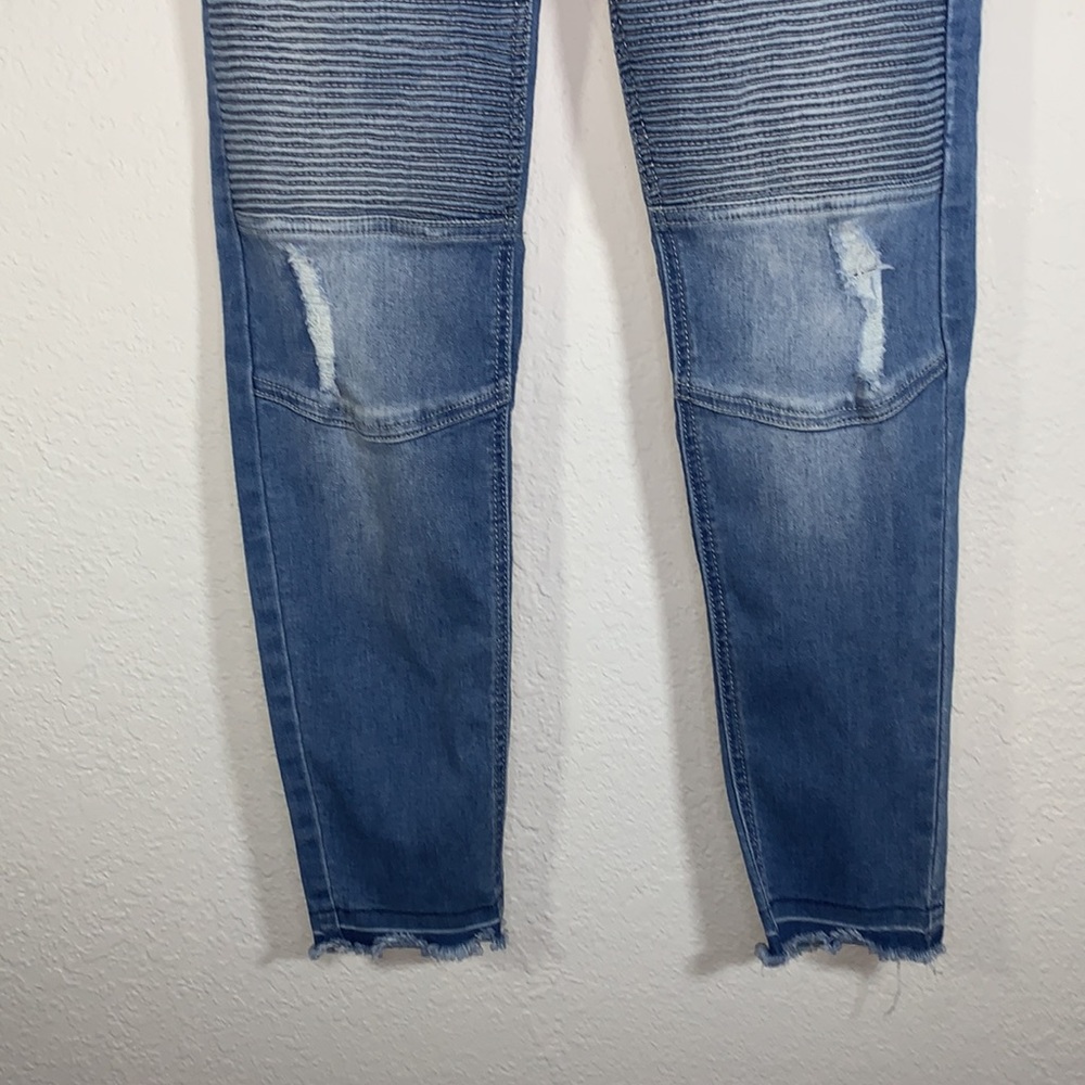 Grace & Lace Blue Distressed Motocross Denim Jeggings Size Medium - Picture 3 of 11